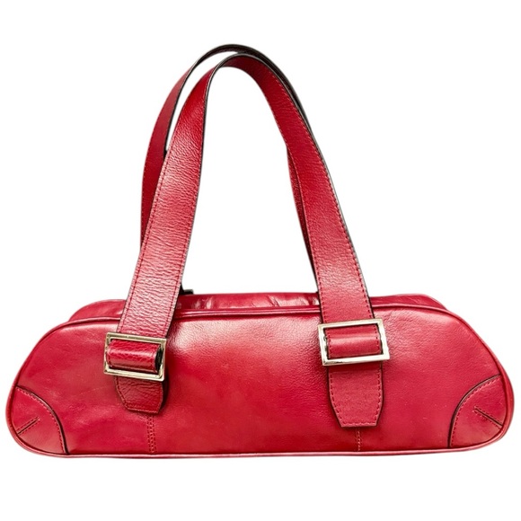 Wilsons Leather Red Baguette Shoulder Bag Y2K Pelle Studio Deep Red Baguette Bag - Picture 1 of 15